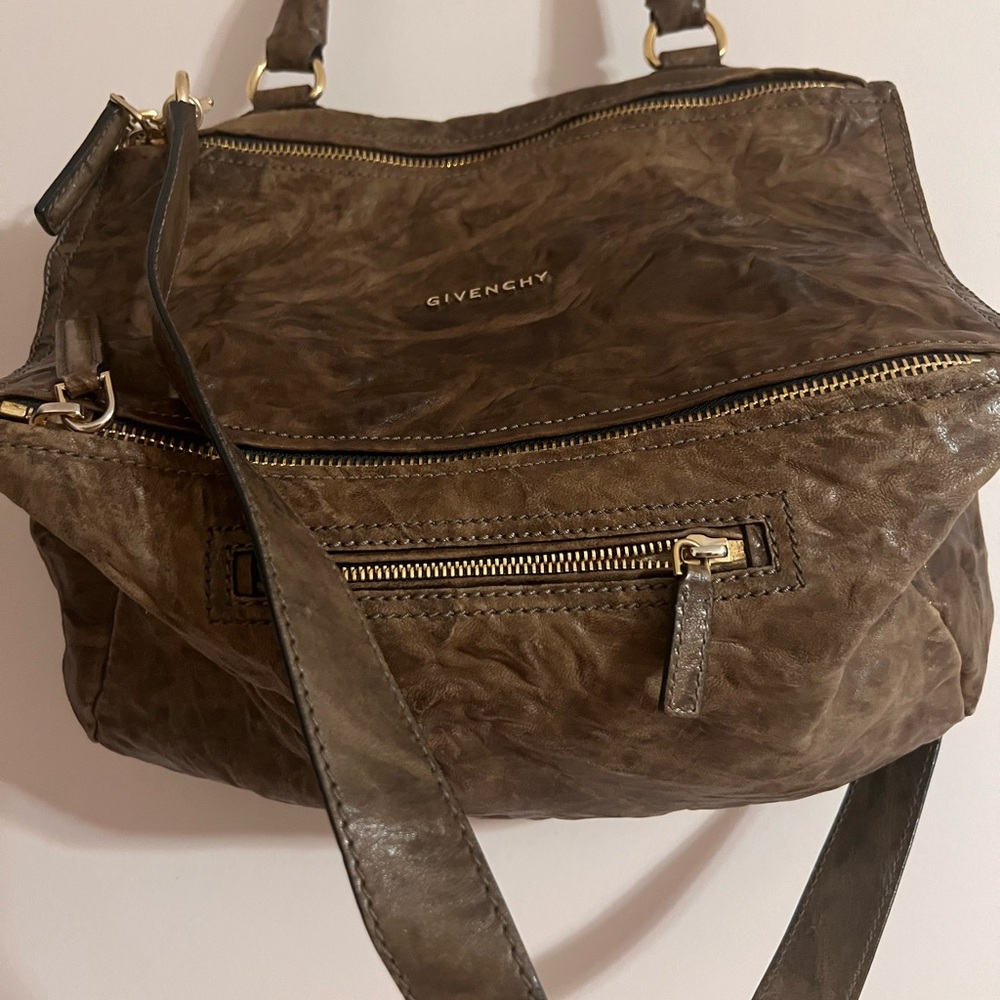 Givenchy Distressed Brown Leather Shoulder Bag